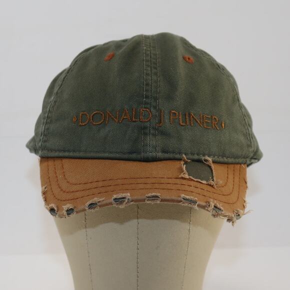 Donald J Pliner Distressed Olive & Tan Baseball Cap Adjustable Adult - Picture 1 of 5